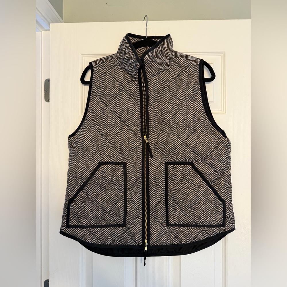 J. Crew Black and White Chevron Vest